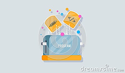 toster with code, vector icon, flat design concept Vector Illustration