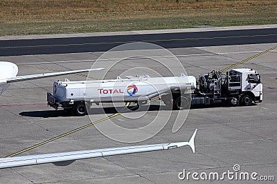 Aviation fuel truck. Total tank Editorial Stock Photo