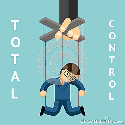 Total control. Businessman puppet Vector Illustration