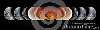 Total Eclipse of the Moon Vector Illustration