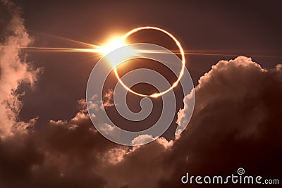 Total eclipse of the Sun. The moon covers the sun in a solar eclipse. Stock Photo