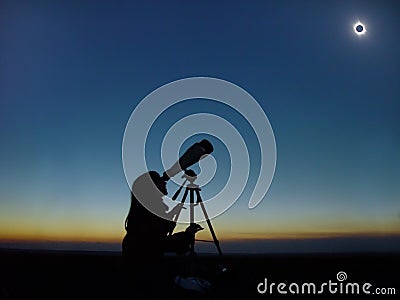 Total Solar Eclipse observation. Stock Photo