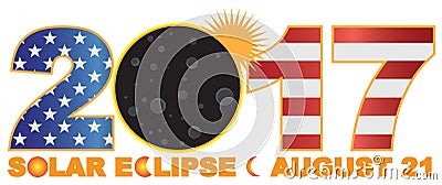 2017 Total Solar Eclipse Over USA Numeral vector Illustration Vector Illustration