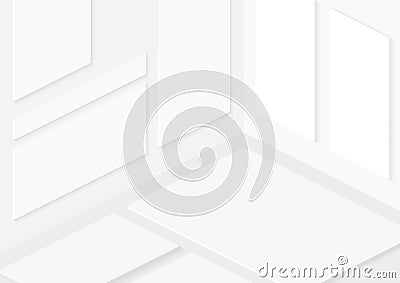 Totally soft isometric white vector isometric empty frames on walls. 3d realistic flat template for inserting any UI Vector Illustration