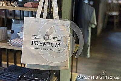 Tote bag mockup premium branding Stock Photo