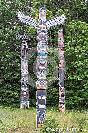 Totem Pole in Vancouver, Stanley Park, BC, Canada Editorial Stock Photo