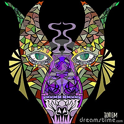 Totem Pole. Vector image in abstract art style, done in a slightly psychedelic manner Vector Illustration