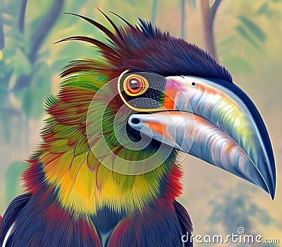 Toucan bird with colorful eyes and beak Stock Photo