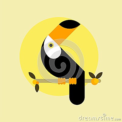 Toucan bird. Flat design style illustrations. Template of icons and logos. Simple mascot Vector Illustration