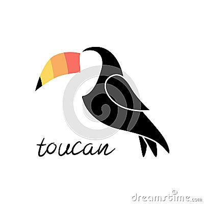 Toucan bird vector logo with writing Vector Illustration