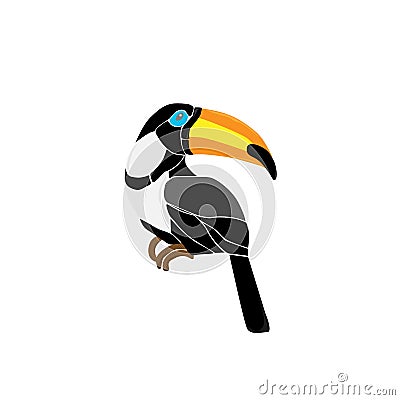 Toucan on a branch Vector Illustration