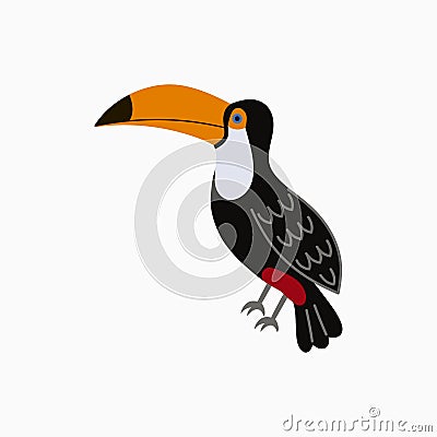 Toucan. Exotic tropical bird with big yellow beak. Vector. Vector Illustration