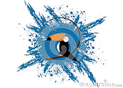 Toucan icon. Cartoon illustration of toucan vector icon for web. Toucan flat style vector logo template blue splatter background Vector Illustration