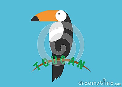 Toucan icon. Cartoon illustration of toucan vector icon for web. Toucan flat style vector logo template isolated, blue background Vector Illustration