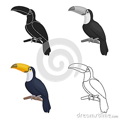 Toucan icon in cartoon style isolated on white background. Bird symbol stock vector illustration. Vector Illustration