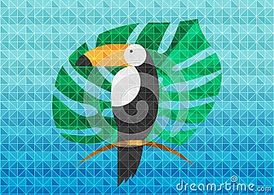 Toucan icon. Cartoon illustration of toucan vector icon for web. Toucan flat style vector logo template isolated, triangulated Vector Illustration