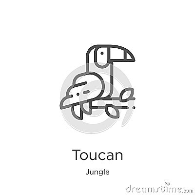 toucan icon vector from jungle collection. Thin line toucan outline icon vector illustration. Outline, thin line toucan icon for Vector Illustration
