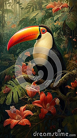 Toucan in the jungle Stock Photo