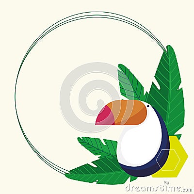 toucan round frame Vector Illustration