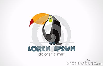 Logo Toucan. Bird is sitting on the rope. Vector i Vector Illustration