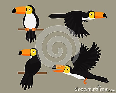 Set of Toucans bird character cartoon Cartoon Illustration