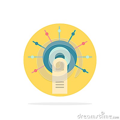 Touch, Click, Ok, Done, Touch Here Abstract Circle Background Flat color Icon Vector Illustration