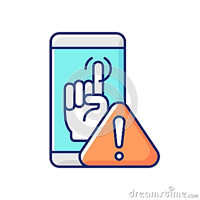 Touch display not working RGB color icon Vector Illustration
