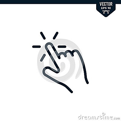 Touch finger or screen touch gesture icon in outlined Vector Illustration