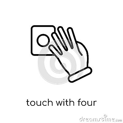 Touch with four fingers icon. Trendy modern flat linear vector T Vector Illustration