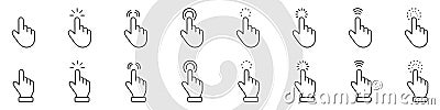 Touch gesture line icon set. Digital interaction outline symbol collection. Editable stroke. Isolated vector Vector Illustration