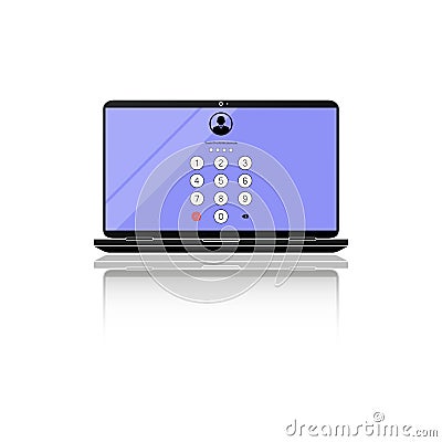 Touch ID or enter passcode, password, interface on laptop, desktop, computer icon flat on isolated white background. EPS 10 vector Vector Illustration