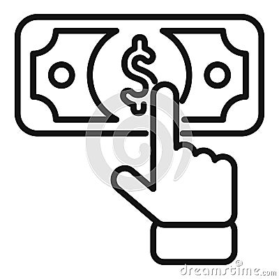 Touch money cash help icon outline vector. Company finance Stock Photo