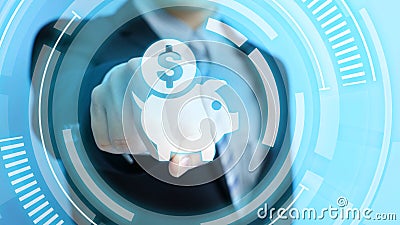 Touch save money icon Stock Photo