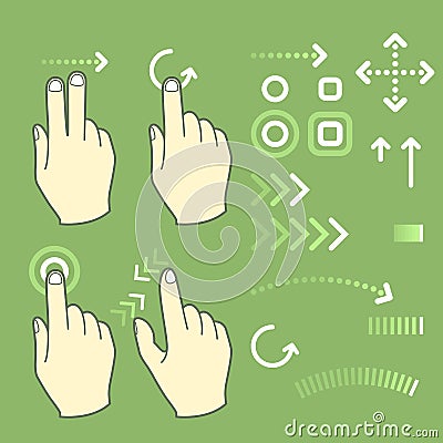 Touch screen gesture hand signs Vector Illustration