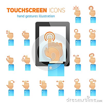 Touch screen gestures icons Vector Illustration