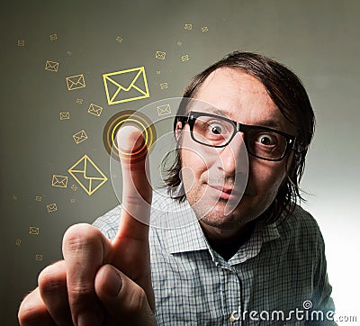 Touch-screen mail inbox Stock Photo