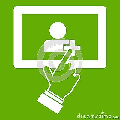 Touch screen tablet click icon green Vector Illustration