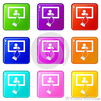 Touch screen tablet click set 9 Vector Illustration