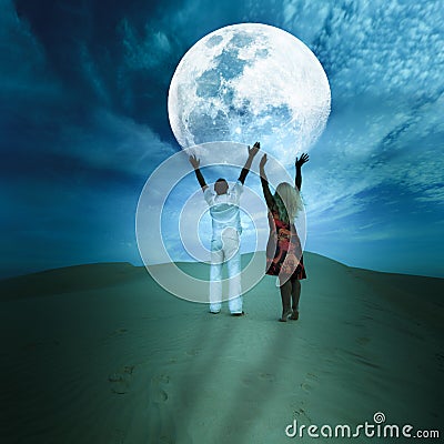 Touching the Moon Stock Photo