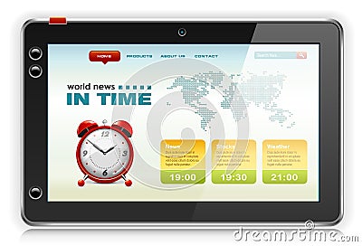 Touchpad Computer or Tablet PC with news content Vector Illustration