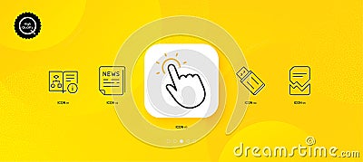 Touchpoint, Usb flash and Corrupted file minimal line icons. For web application, printing. Vector Vector Illustration