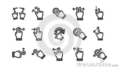 Touchscreen gesture icons. Hand swipe, Slide gesture, Multitasking. Classic set. Vector Vector Illustration