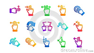 Touchscreen gesture icons. Hand swipe, Slide gesture, Multitasking. Classic set. Vector Vector Illustration