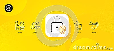 Touchscreen gesture, Lightweight and Stop shopping minimal line icons. For web application, printing. Vector Vector Illustration