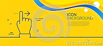 Touchscreen gesture line icon. Slide right arrow sign. Swipe action. Minimal line yellow banner. Vector Stock Photo