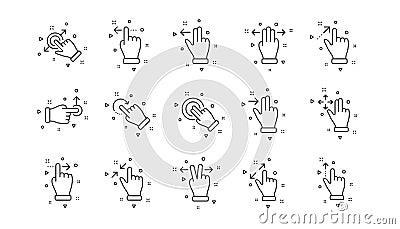 Touchscreen gesture line icons. Hand swipe, Slide gesture, Multitasking. Linear set. Vector Vector Illustration