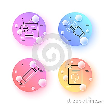 Touchscreen gesture, Thumb down and Pencil minimal line icons. For web application, printing. Vector Vector Illustration