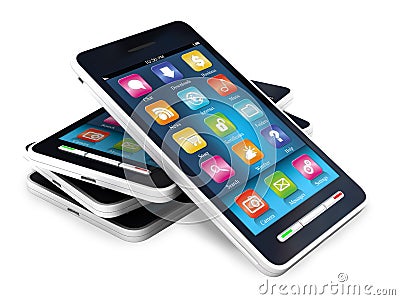 Touchscreen smartphones Stock Photo