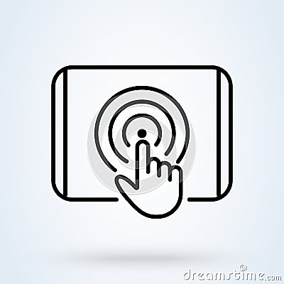 Touchscreen, touch gesture icon. Digital interaction symbol. Finger click, pointer on screen. Touch icon Vector Illustration