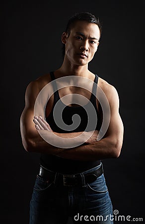 Tough asian guy Stock Photo